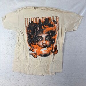 999 Club Juice‎ Wrld Graphic Tee Mens 2XL Beige Butterfly Portrait Rap T-Shirt